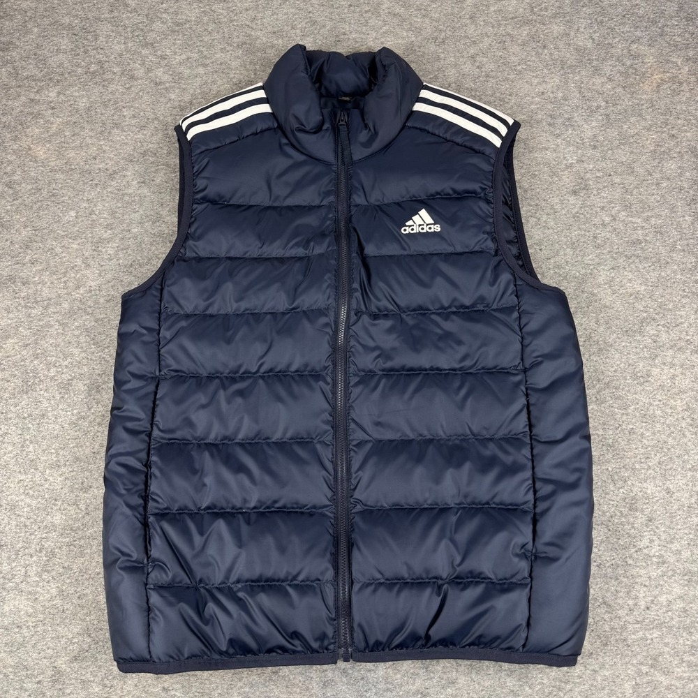 Adidas Essentials Primegreen Down Puffer Vest Full Zip Blue Mens Small S